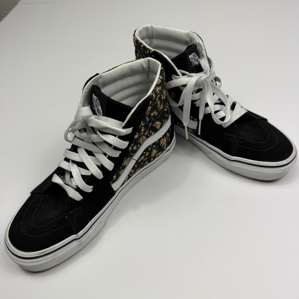 Vans Sk8-Hi Floral Black Suede High Top Sneakers Women's Size 6.5 - Picture 10 of 10